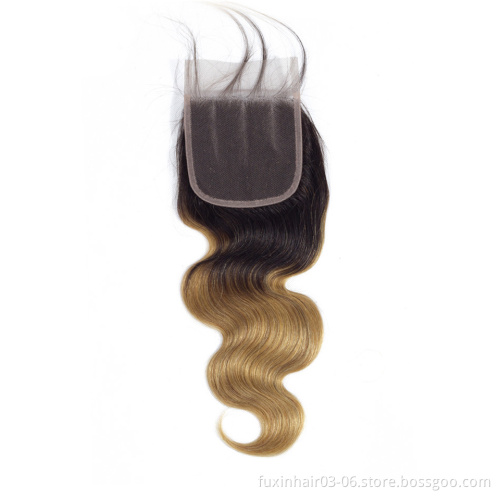 China Suppliers Mink Brazilian Virgin Hairs Three Part 1B 27 Ombre Hair Extensions With Closure